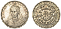 Madagascar, Ranavalona III (1883-97), Fantasy Pattern 5 Francs, in silver, 1895, by Pinches, crowned bust facing...