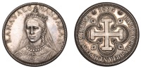 Madagascar, Ranavalona III (1883-97), Fantasy Pattern 5 Francs, in silver, 1895, crowned bust facing slightly left,...