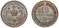 Madagascar, Ranavalona III (1883-96), Essai 10 Centimes, 1883, Paris (Lec. 5; KM. X1). Attractively toned with...
