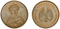 Madagascar, Ranavalona III (1883-96), in the style of Rasoherina, fantasy Pattern 5 Francs (or Medal), struck c....