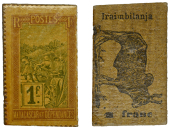 Madagascar, Third Republic, Cardboard 1 Franc [Iraimbilanja], undated (1917) issue (withdrawn 1922), Zebu (Lec. 71;...
