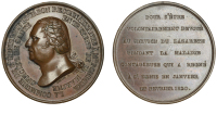 Réunion, Cholera Outbreak of 1819, 1820, a bronze medal struck in gratitude to Mr. Pommier from the people of Saint...