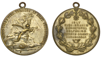 France, Chasseurs à Pied, undated (1895-1914), a brass Campaign medal, nude victory standing right, sounding...