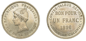 Réunion, Essai Franc, 1896, Paris, mchor and essai on edge (Lec. 44; KM. E2). Lightly toned, practically as struck,...
