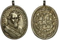 Netherlands, Prince Maurice of Orange, as Knight of the Order of the Garter, undated (c. 1615), a cast and chased...