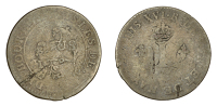 Mauritius, Île de France et Bourbon, Louis XVI, 3 Sous, 1781a, struck over a Louis XV, Sou Marque or Double Sol,...