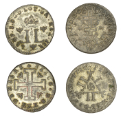 France, Louis XIV, 30 Deniers, undated (c. 1709-1713), Cross of Jerusalem rev. mule, Lorraine (cf. Gad. 102); Louis...