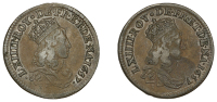 France, Louis XIV, Double avers du Liard de cuivre, 1657, type R2 (Gad. 80). About very fine, brown patina, rare	...