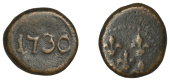 India, French India, East India Company, Mahé, copper Biche, 1730, 5.80g (KM. 64; Lec. 49). Darkly toned, fine	...
