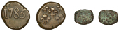 India, French India, East India Company, Mahé, bronze Biche, 1785, 6.83g (KM. 65); together with Quarter-Biche,...