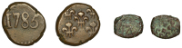 India, French India, East India Company, Mahé, bronze Biche, 1785, 6.83g (KM. 65); together with Quarter-Biche,...