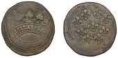 Mauritius, Île de France et Bourbon, Louis XV, 2 Sols, undated (c. 1721-3), 9 globules on crown, Pondichery (Lec....