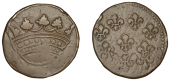 Mauritius, Île de France et Bourbon, Louis XV, 2 Sols, undated (c. 1721-3), 8 globules on crown, Pondichery (Lec....