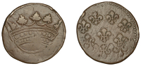Mauritius, Île de France et Bourbon, Louis XV, 2 Sols, undated (c. 1721-3), 8 globules on crown, Pondichery (Lec....