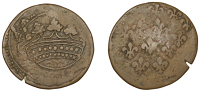Mauritius, Île de France et Bourbon, Louis XV, 2 Sols, undated (c. 1721-3), 9 globules, Pondichery (Lec. 4). Toned,...