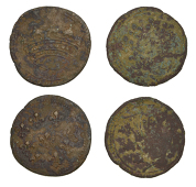 Mauritius, Île de France et Bourbon, Louis XV, 2 Sols (2), undated (c. 1721-3), Pondichery (Lec. 4) [2]. Both...