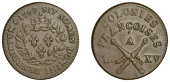 French Colonies, FRENCH WEST INDIES, Louis XV, 12 Deniers or Sol, 1767a, Paris (KM. 6; Lec. 277). Toned with a dark...
