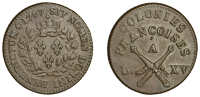 French Colonies, FRENCH WEST INDIES, Louis XV, 12 Deniers or Sol, 1767a, Paris (KM. 6; Lec. 277). Toned with a dark...