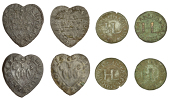 SUFFOLK, East Bergholt, Lancelot Felton, heart-shaped Halfpence (2), 1.56g/12h, 0.87g/12h (both N 4249; BW. 118);...