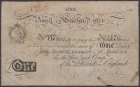 Kings Bench & Fleet Bank in England, 1 Penny, 16 April 1811, serial number 1176, signature of signature of R....