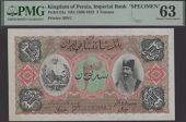 Imperial Bank of Persia, printers archival specimen 3 Tomans, ND (c.1907), red serial number range C/B 010001 to C/B...