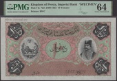 Imperial Bank of Persia, printers archival specimen 10 Tomans, ND (c.1904-08), for use at branches outside Teheran,...