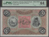 Imperial Bank of Persia, printers archival specimen 25 Tomans, ND (c.1904-07), black serial number range G24001 to...