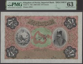 Imperial Bank of Persia, printers archival specimen 50 Tomans, ND (c.1909), black serial number range W/A 00001 to...
