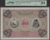 Imperial Bank of Persia, printers archival specimen 100 Tomans, ND (c.1900), black serial number range J00501 to...