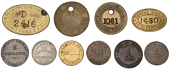 Miscellaneous Tokens and Checks, West Yorkshire, Huddersfield, Centre Mills, uniface oval brass, stamped 1450, 38 x...