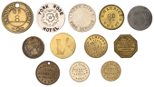 Miscellaneous Tokens and Checks, North Yorkshire, York, J. Cammidge, brass, 25mm; George Chapman, brass and plated...
