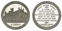 Miscellaneous Tokens and Checks, West Yorkshire, Halifax, Samuel Hamer, 1899, aluminium, Kirkstall Abbey, rev. esse...