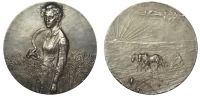 FRANCE, La Moisson, or Moissonneuse [The Harvest], 1904, a silver medal by J.-B.-A. Dampt for the Société des Amis...