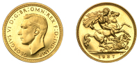 George VI (1936-1952), Proof Half-Sovereign, 1937, edge plain (Hill 543A; Bull 1457; S 4077). Very minor clouding to...