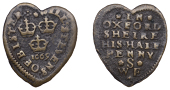 OXFORDSHIRE, Bicester, Will Stevens, heart-shaped Halfpenny, 1669, 1.10g/12h (N 3595; BW. 43). Fine	 £150-£200