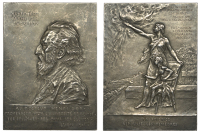 FRANCE, Henri Dor, 1911, a plated bronze plaque by J.-P. Aubé, bust left, rev. standing robed female representing...