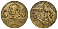 ENGLAND, Centenary of the Stockton & Darlington Railway, 1925, a light bronze medal by G. Bayes for Pinches, busts...