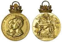 SPAIN, Exposición Universal de Barcelona [Barcelona Universal Exhibition], 1888, a gilt-bronze medal by E. Arnau y...