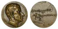 FRANCE, Maurice Ravel, 1930, a bronze medal by Élisa Beetz-Charpentier, bust right, rev. two frogs dancing to the...