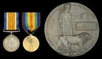 Pair: Private W. S. Harris, 3rd Regiment, South African Infantry, who was killed in action on the Western Front on...