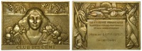 FRANCE, Club des Cent, c. 1935, an Art Déco light bronze plaque by E.-H. Becker, female figure holding baskets of...