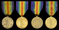 Bilingual Victory 1914-19 (4) (Pte. G. E. Bell 3rd S.A.I.; Pte. D. J. Fullard. 3rd S.A.I.; Cpl. J. Ross. 3rd S.A.I.;...