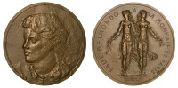 FRANCE, Belmondo à la Monnaie de Paris [Belmondo at the Paris Mint], 1976, a bronze medal by P. Belmondo for the...