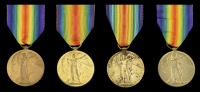 Bilingual Victory Medal 1914-19 (4) (Pte. J. H. Matheson. 4th S.A.I.; Pte. H. T. Matthews. 4th S.A.I.; Pte. D. Page...