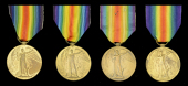 Bilingual Victory Medal 1914-19 (4) (Sjt. V. G. Wright 4th S.A.I.; Pte. C. A. Cooke. 4th S.A.I.; Pte. A. C. Green....