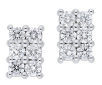 A pair of diamond earrings, the rectangular panels claw-set with brilliant-cut diamonds, mounted in 18ct gold, UK...