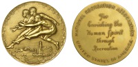 U.S.A., The Joy of Effort, 1912 [struck 1914], a gold plated medal by Prof. R. Tait Mckenzie for Medallic Art Co on...