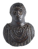 Romano-British, 4th century AD, bronze mount, measuring 43mm x 32mm, taking the form of a male bust in the style of...
