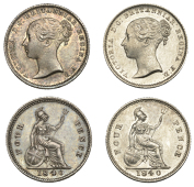 Victoria (1837-1901), Groats (2), both 1840, small 0 in date (ESC 3326; S 3913) [2]. One attractively toned, both...