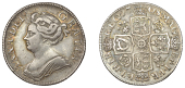 Anne (1702-1714), Shilling, 1708, third bust, roses and plumes (ESC 1401; S 3614). Toned, good fine	 £70-£90